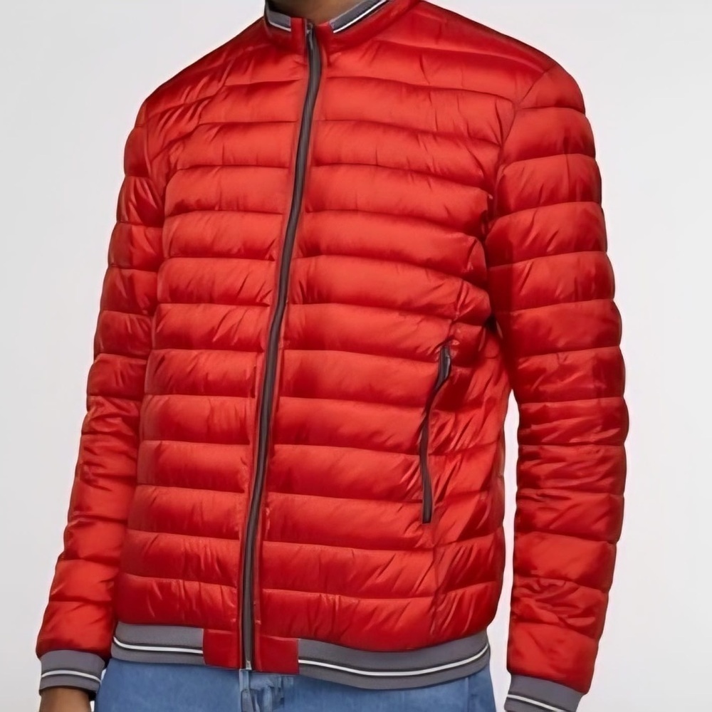 Zara Men's Bold Red Puffer Jacket